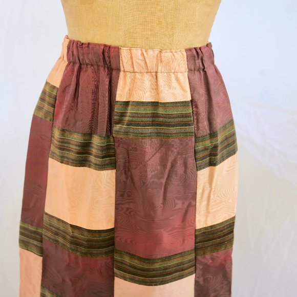 vtg MR HANK Velvet Moire Prairie Patchwork Maxi Skirt Hippie Gypsy Boho S/M EUC - Picture 6 of 10